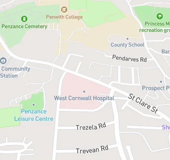 map for Royal Cornwall Hospitals NHS Trust - West Cornwall Hospital