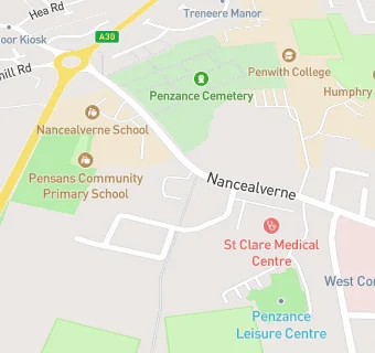 map for Penzance Hockey Club