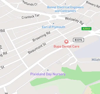 map for Bupa Dental Care, Plymouth