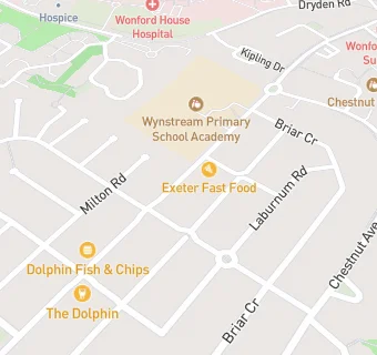 map for Exeter Fast Food