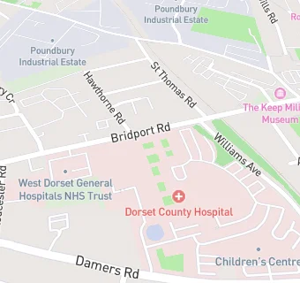 map for DORSET COUNTY HOSPITAL WARD KITCHENS