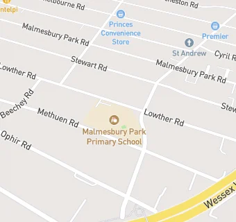 map for Malmesbury Park Primary School