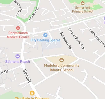 map for Mudeford Lane Methodist Church