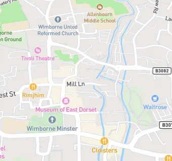 map for Mydentist, Mill Lane, Wimborne