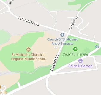 map for St Michael's Church of England Middle School, Colehill