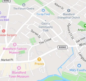 map for Blandford Methodist Lunch Club