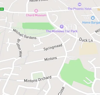 map for Springmead Surgery, Chard