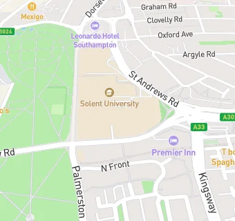 map for Southampton Solent University