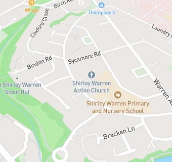 map for Shirley Warren Primary School