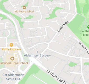 map for Aldermoor Surgery