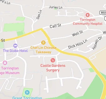 map for Mydentist, Castle Hill, Great Torrington