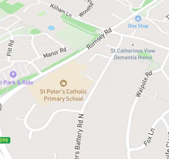 map for St Peter's Catholic Primary School, Winchester