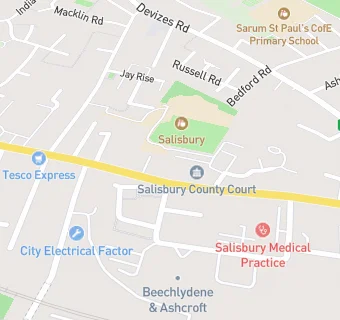 map for Salisbury, Manor Fields Primary School