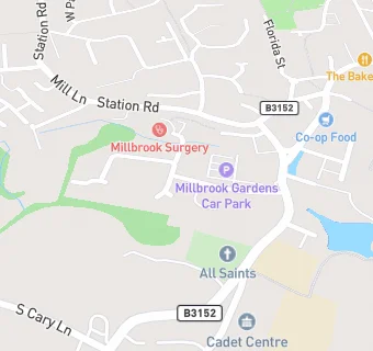 map for Millbrook Surgery - Castle Cary