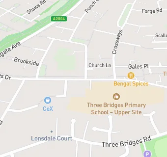 map for Three Bridges Primary School - Upper