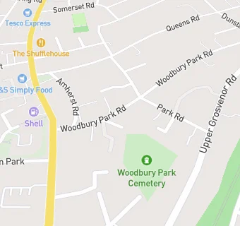 map for Woodbury Park Dental Surgery