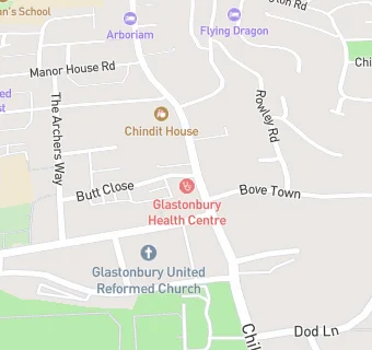 map for Glastonbury Health Centre