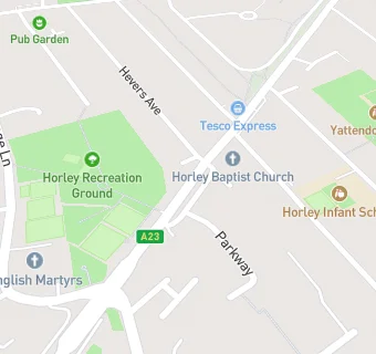 map for Horley Bowling Club