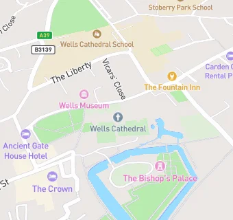 map for Wells Cathedral Vicars Hall