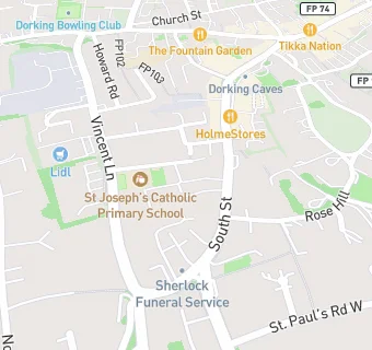 map for Dorking Medical Practice