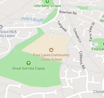 map for Four Lanes Infant School