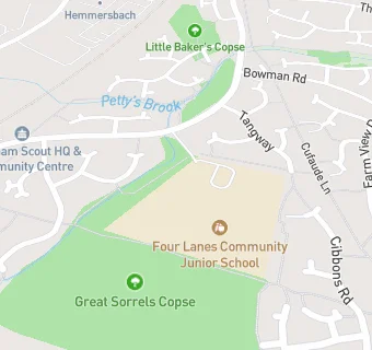 map for Four Lanes Infant School