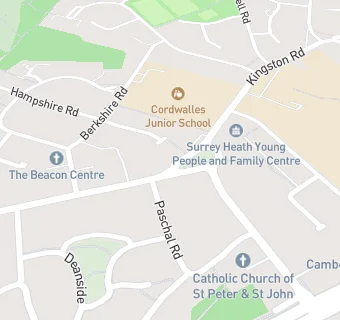 map for St Martins Church, Camberley