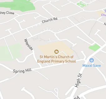 map for St Martin's Church of England Primary School