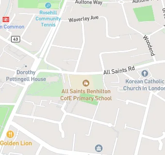 map for All Saints Benhilton CofE Primary School