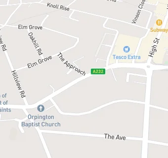 map for Orpington Liberal Club