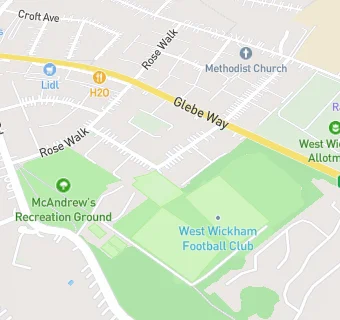 map for West Wickham Bowling Club