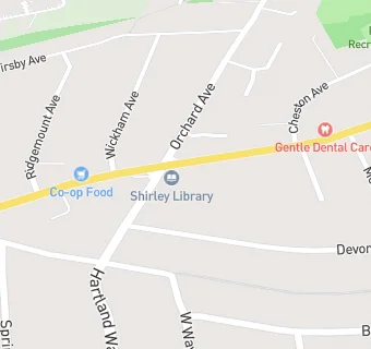 map for Shirley Medical Centre