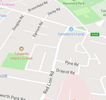 map for Red Lion Road Surgery