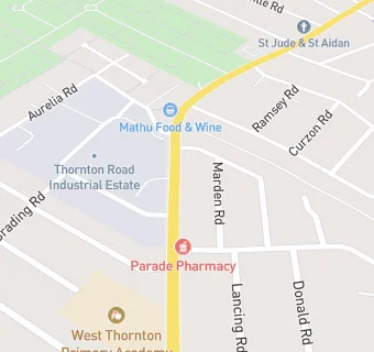 map for Thornton Road & Valley Park Surgery