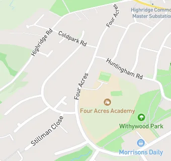 map for Four Acres Primary School