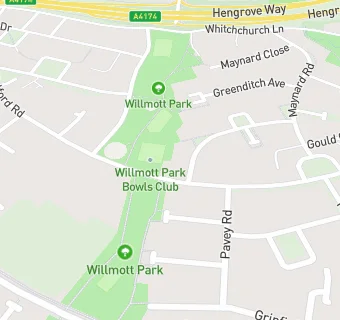 map for Willmott Park Bowls Club