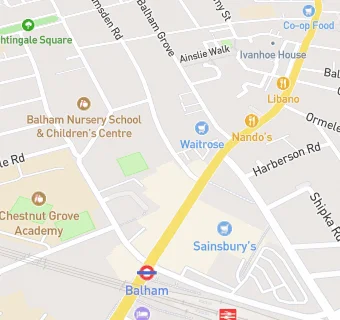 map for Balham Bowls Club