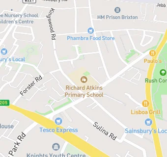 map for Richard Atkins Primary School