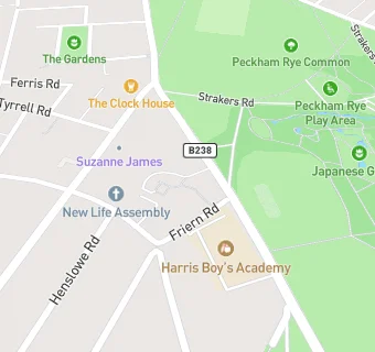 map for Harris Boys' Academy East Dulwich