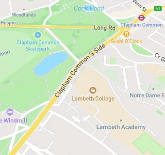 map for Lambeth College, Clapham Centre