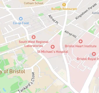 map for UHBW Bristol Hospitals