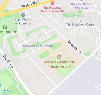 map for Beavers Community Primary School