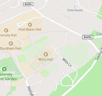 map for University of Bristol Wills Hall and Bar