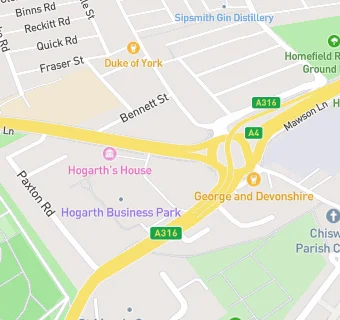 map for Premier Inn London Chiswick