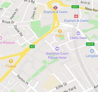 map for Stay belvedere hotel trading as brit hotel elephant castle