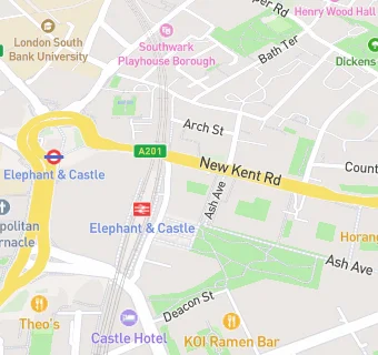 map for Murger han elephant and castle