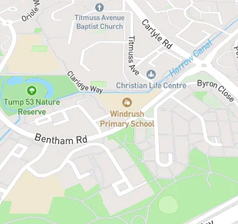 map for Windrush Primary School (Bentham Road)