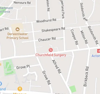 map for Churchfield Surgery