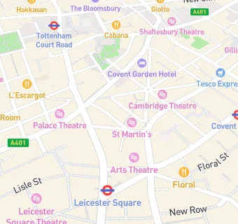 map for New Ambassadors Theatre