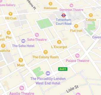 map for Ronnie Scotts Club